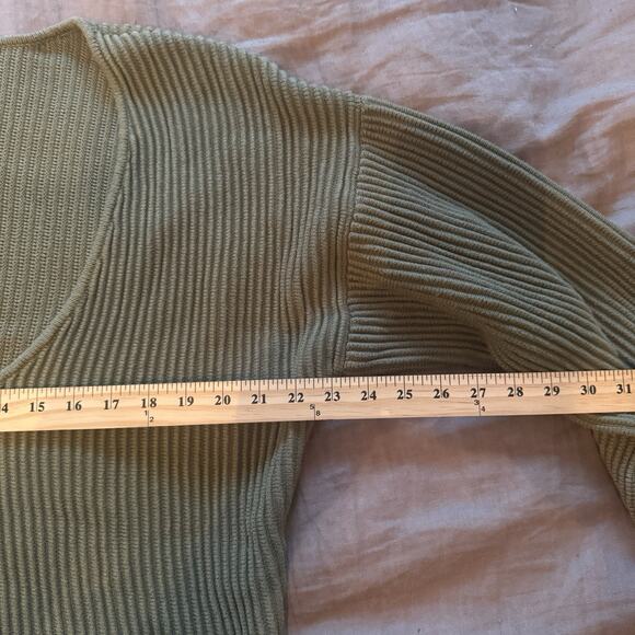 Lunya Reversible Sweater Organic Cotton Silk Pullover Green Small Oversized - Picture 6 of 9